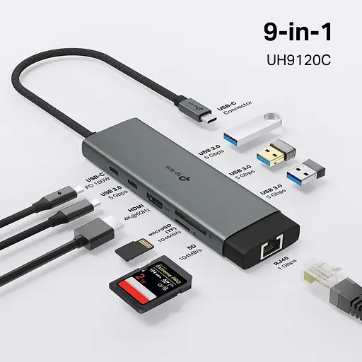 USB-Хаб TP-Link USB Type-C 9-в-1 (UH9120C) - фото 2