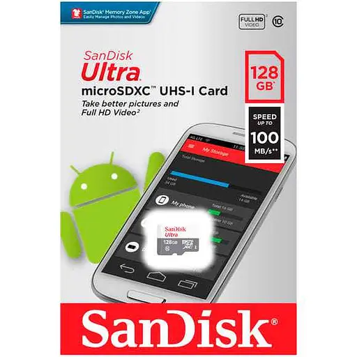 Карта памяти Sandisk 128GB microSDXC C10 UHS-I ULTRA (SDSQUNR-128G-GN6MN) - фото 2
