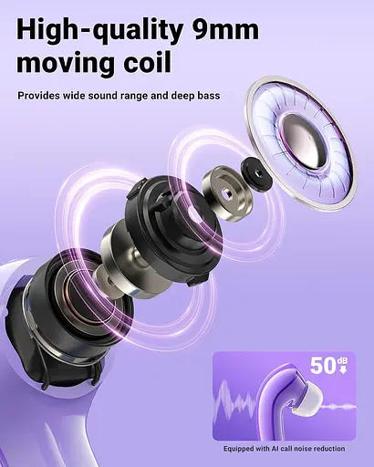 Навушники TWS Acefast T9 grape purple - фото 6