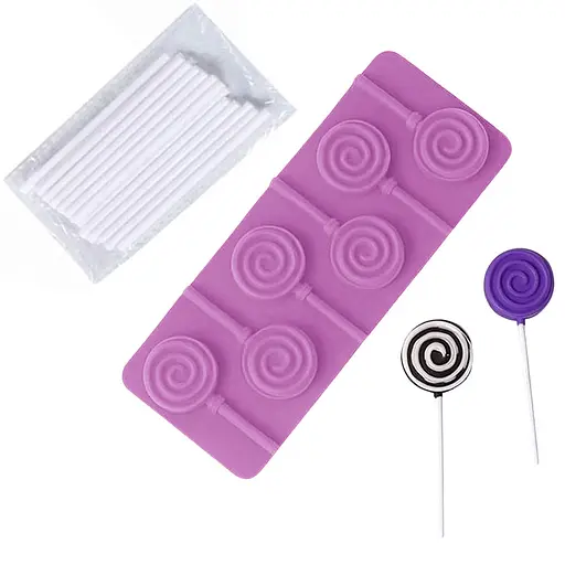 Силиконовая форма для леденцов и конфет на палочке "Спираль", Kitchen Master Розовый 87619 - фото 1