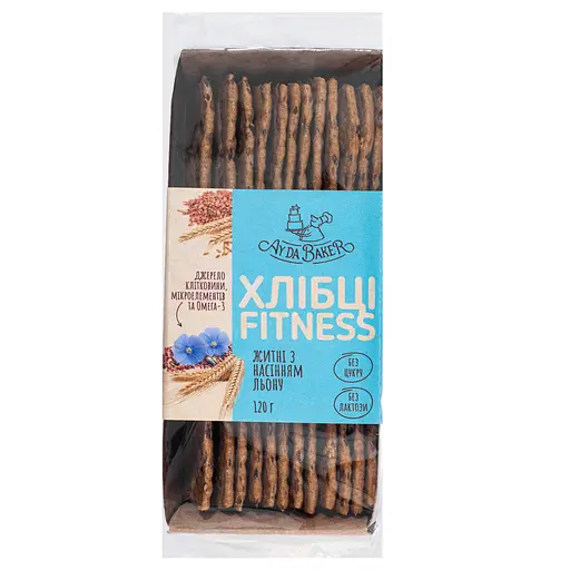 Хлебцы без сахара Ay da Baker Фитнесс ржаные с семенами льна 120 г