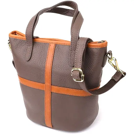 Женская кожаная сумка Vintage с коричневой вставкой на лицевой стороне 17х21х13 см sum0027617 - фото 1