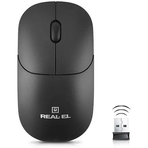 Миша Real-El RM-313W Wireless чорний бездротова USB оптична 1000 dpi 2 кнопки 2xAAA - фото 1
