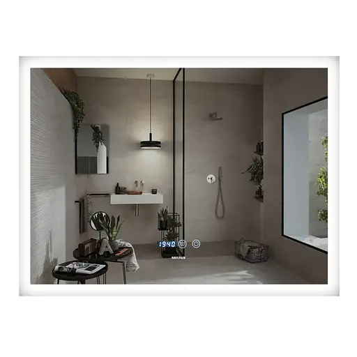 Дзеркало Mixxus Flat MR04-100x60 (LED Touch, годинник, антизапотівання, димер, регулювання яскравості) MI6008 - фото 1