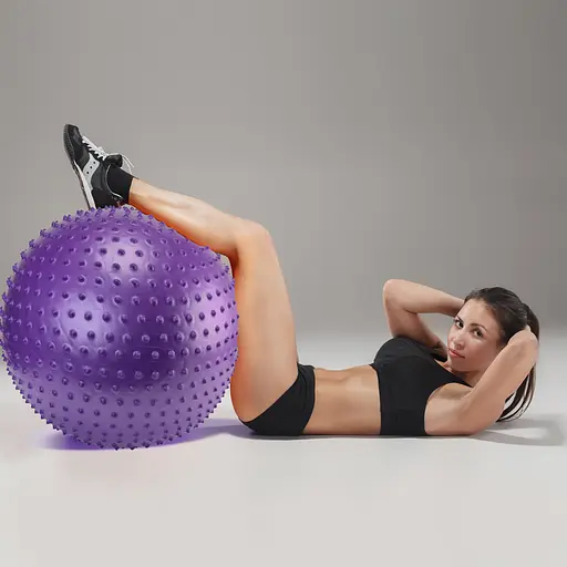 Мяч для фитнеса (фитбол) Cornix 55 см массажный Anti-Burst Violet XR-0468 - фото 7