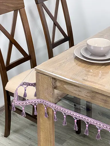 Скатертина силіконова з фіолетовою бахромою 310х150 см - фото 10