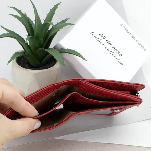 Гаманець жіночий шкіряний маленький De Esse LC89011-F9905 червоний - фото 5