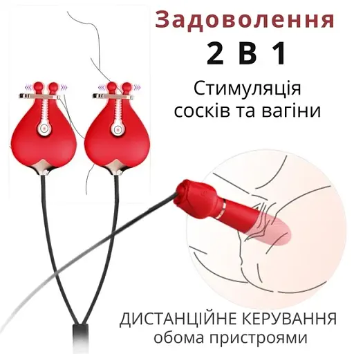 Вибратор 2 в 1 I’MCUM RoseTouch для сосков и вагинальный Красный (IM-ZDB296) - фото 4
