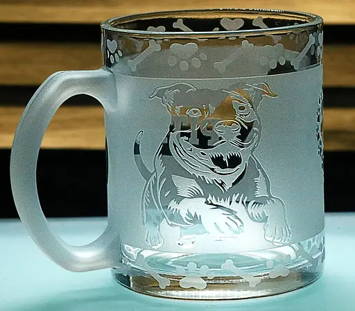 Скляна кружка Пітбуль з гравіюванням   чашка для власника собаки  Подарунок собачнику - фото 1