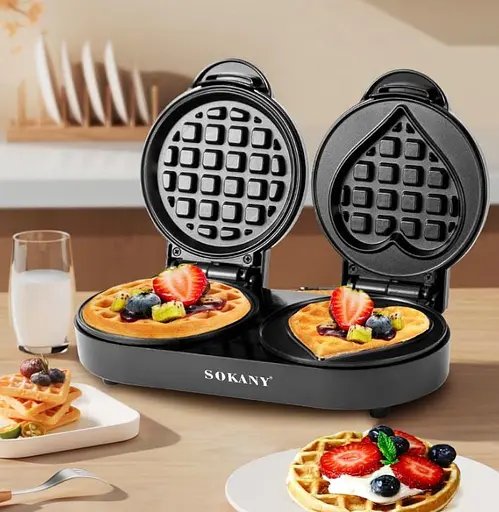 Вафельница двойная Sokany SK-BBQ-850 для толстых бельгийских вафель сердец 1100 Вт - фото 2