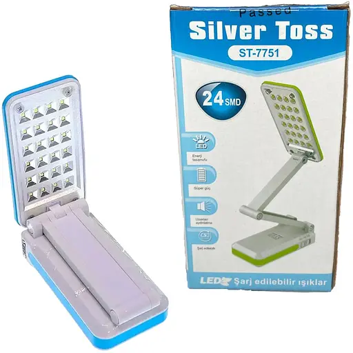 Настольная LED лампа светильник Silver Toss портативная лампа на аккумуляторе синяя - фото 3