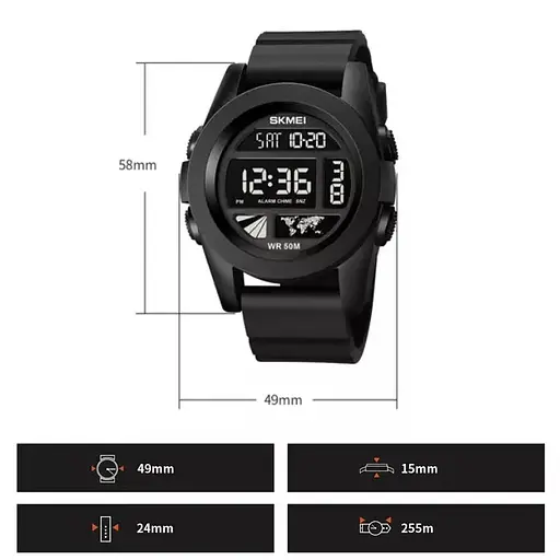 Чоловічий спортивний годинник Skmei 1906 Чорний циферблат - фото 6