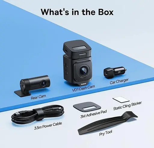 Видеорегистратор Baseus PrimeTrip VD1 Dash Cam 3K + 1080p Cosmic C01159003K + кабель + камера - фото 8