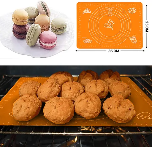 Килимок силіконовий для розкачування тіста, випічки та заморожування напівфабрикатів 25х35 см Жовтогарячий, A-plus Помаранчевий 84614 - фото 5