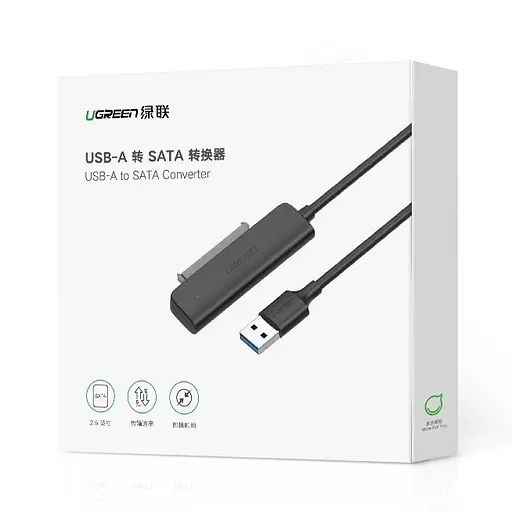 Перехідник Ugreen USB 3.0 Type-A SATA III F CM321 чорний - фото 7