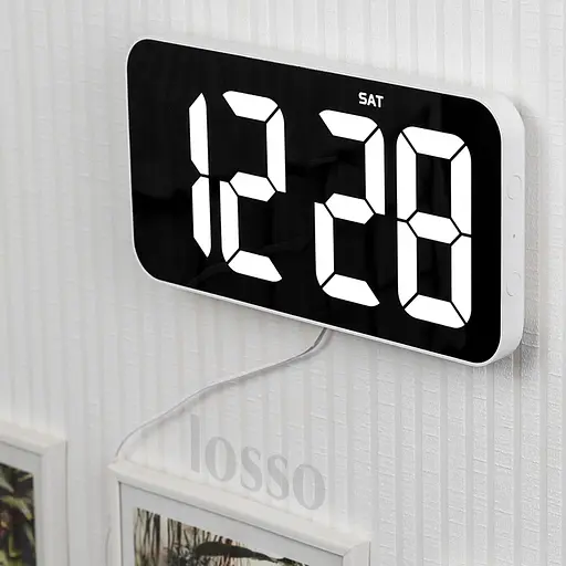 Электронные часы настольные и настенные LOSSO Premium W-500 интерьерные светодиодные White (18969) - фото 3