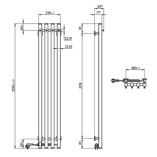 Электрический полотенцесушитель Navin Levante 210x1200 Sensor правая, черный муар 10-012033-4860, Черный матовый, Правое, Электронный - фото 8
