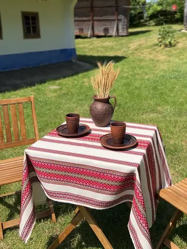 Лляна скатертина різдвяна з українським орнаментом Спадщина 290х150 см - фото 10