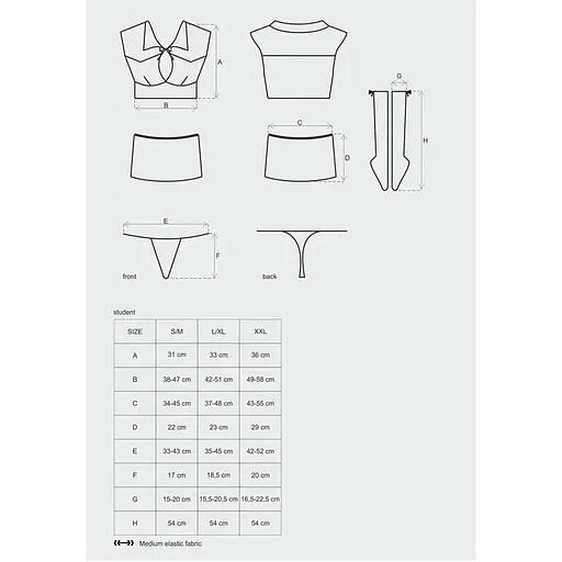 Еротичний костюм Obsessive Student 4 pcs costume S/M - фото 5