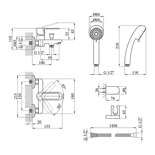 Смеситель для ванны Kroner KRP Bremen - C060 (CV012070) - фото 8