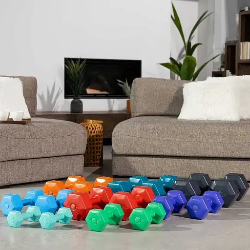 Гантелі для фітнесу композитні Hop-Sport HS-C080DS 2х8кг блакитний - фото 4