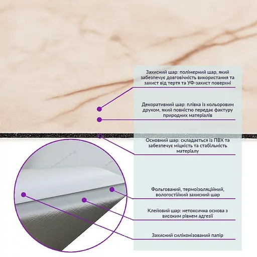 Самоклеящаяся виниловая плитка 600х300х1,5мм Благородный мрамор, цена за 1 шт. (СВП-101) Глянец SW-00000291 - фото 3