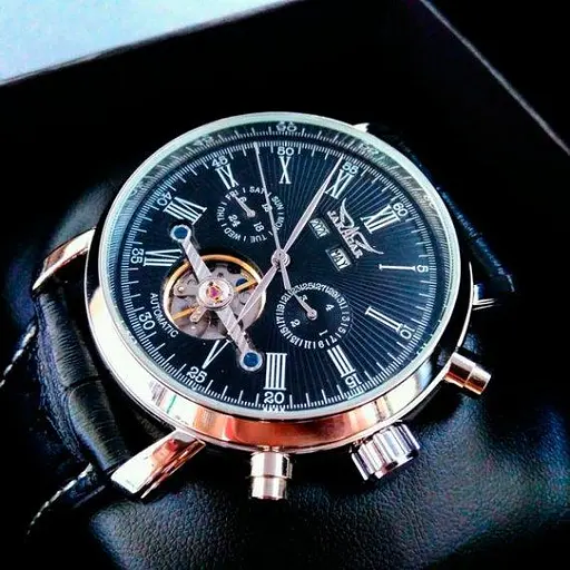 Чоловічий наручний механічний годинник Jaragar Silver Star (Сріблястий з чорним) - фото 9