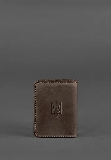 Кожаная обложка для ID-паспорта и водительского заседания 4.1 темно-коричневая с гербом - фото 3