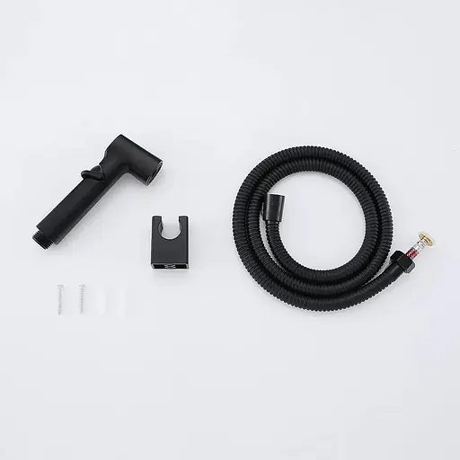 Гигиенический набор (лейка, шланг, кронштейн), черный Frap F022-6, Черный матовый - фото 5