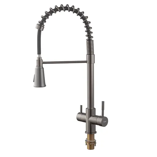 Смеситель для кухни на две воды с гибким изливом Koer KB-72025-07 KR5016 Графит - фото 6