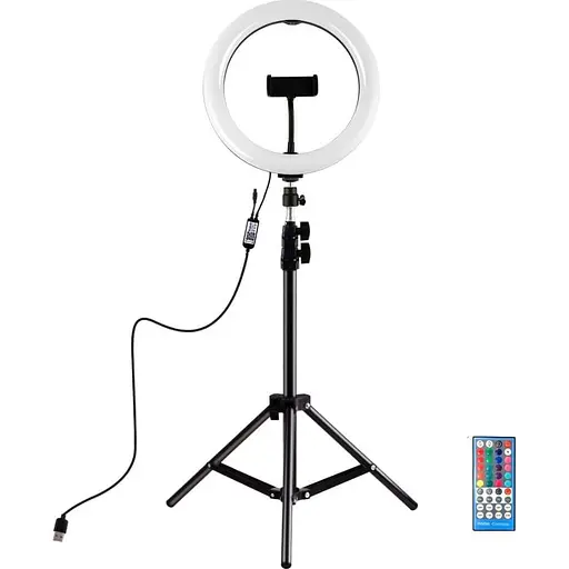 Кільцева USB LED лампа Puluz PKT3068B 11.8"+ штатив 1.1 м - фото 1
