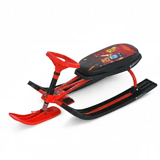 Снігокат MS 1778-9 Низька рама, м'яке сидіння з екошкіри 45х21см (2 положення), кермо, металопластик, чорно-червона