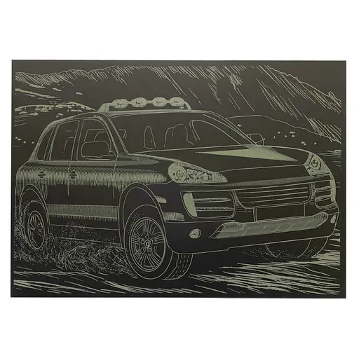 Гравюра А4 "Джип" ГрА4-14з эконом вариант в пакете 29,7х21 см