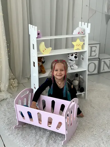 Іграшкове ліжечко для ляльок з постількою (Рожева) - фото 6