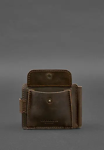 Кожаное портмоне 13.1 зажим с хлястиком темно-коричневое Crazy Horse - фото 7