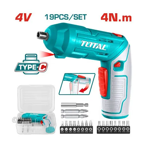 Шуруповерты Total аккум. отвертка TSDLI0442 4 В совместимость с Type-C без ЗП