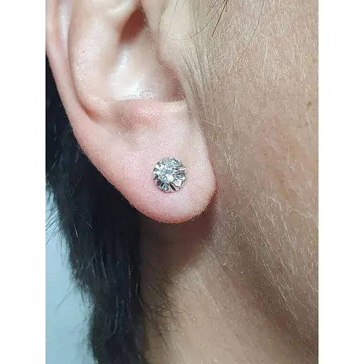 Золоті сережки-пуссети Столична Ювелірна Фабрика з фіанітами. 113901Б - фото 3