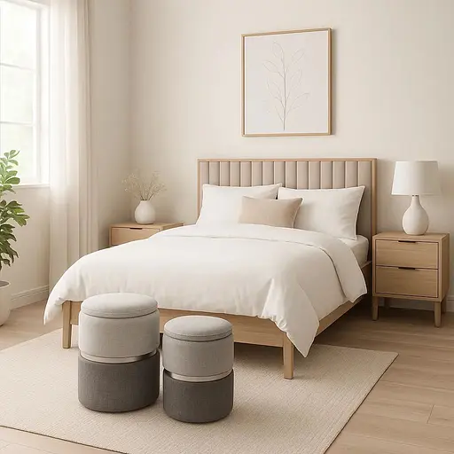 Пуф Costway Rosana велюровий комплект 2 штуки сірий - фото 2