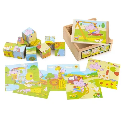 Игрушка для развития деревянные кубики в пенале IE112