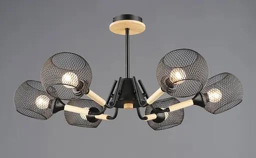 Люстра N6620/6 Чорний + Дерево