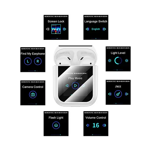 Бездротові навушники BOROFONE BW86 Brocade true wireless BT headset with touch screen White - фото 7