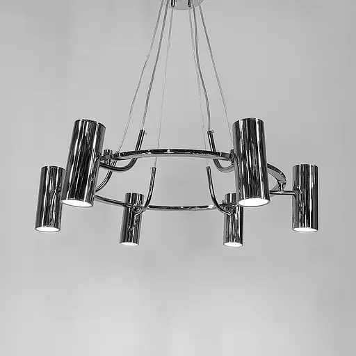 Підвісна срібна люстра ZION на 6 спотів Line.F MJ 129/6 CH - фото 4
