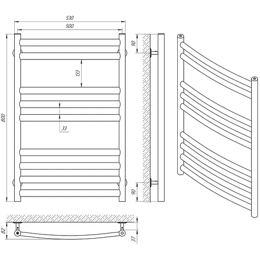 Водяна рушникосушка Laris Класік Преміум П9 500x800 71207677, Хром - фото 4