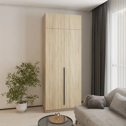 Шкаф 2-дверный с антресолью MebelStar Оскар ДСП BL-B, блок ящиков 100x52x260 см Дуб сонома (MBS-4857) - фото 1