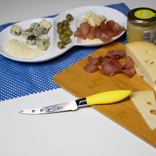 Нож для сыра с пластиковой ручкой L 21.5 см лезвие 11 см, Kitchen Master Желтый 86120 - фото 4