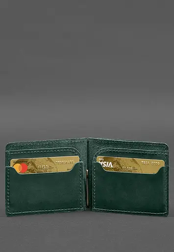 Кожаный портмоне 13.0 зажим Зеленый Crazy Horse - фото 4