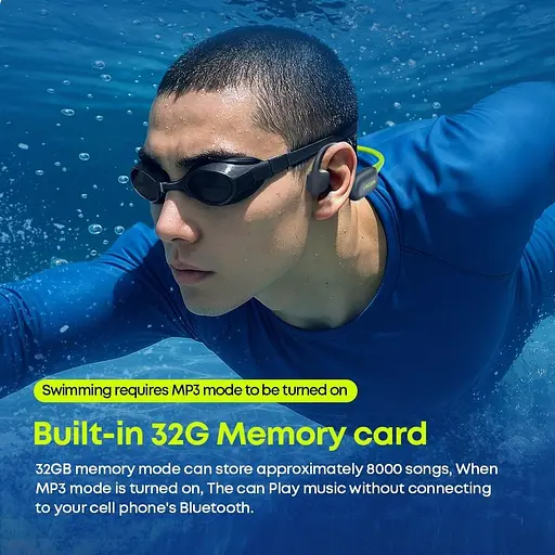 Бездротові кісткові навушники Langsdom BE23 чорно-зелений 32 Гб - фото 9