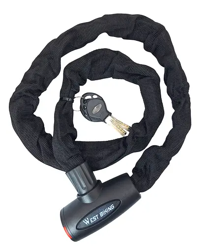 Велосипедний замок West Biking YP0705042 6 x 1200 мм ланцюговий під ключ чорний (G0001989)