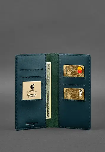 Шкіряне портмоне-купюрник 11.0 зелене - фото 3