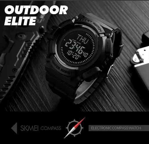 Cпортивные часы Skmei 1300 с компасом водонепроницаемые Черные - фото 7